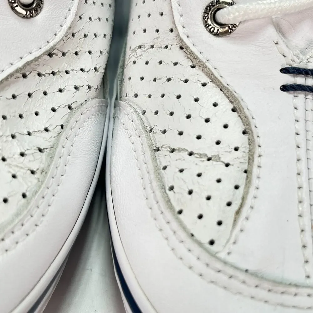 Sperry Top-Sider White Nautical Leather Casual Classic Boat Shoes Women's Sz 9.5